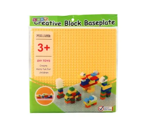 Construction Board for Building Blocks Yellow 25.5x25.5 cm