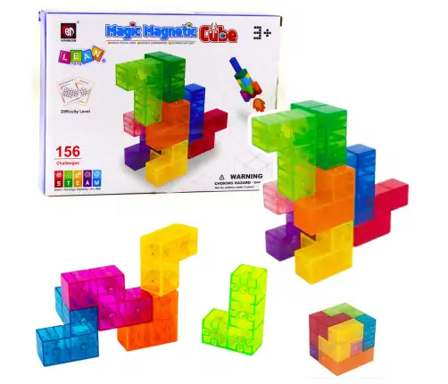 Magnetic Blocks Magic Cube Puzzle 156 Challenge Cards 9 pcs.