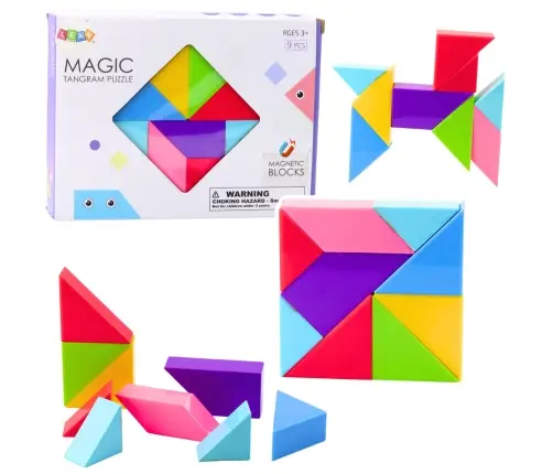 Magnetic Tangram Blocks Colorful Puzzle Stickers 9 pcs. Magnetic Tangram Blocks Colorful Puzzle Stickers 9 pcs.