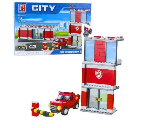 Construction Bricks Base Fire Department Garage 203-210 pcs.