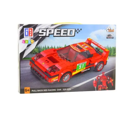 Construction Blocks Car Robot 2in1 Red Drive 329 pcs.