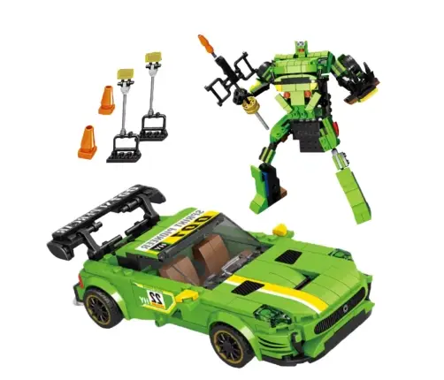 Construction Blocks Car Robot 2in1 Yellow-Green Drive 352 pcs.