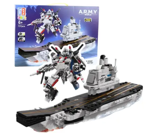 Construction Bricks Ship Aircraft Carrier Robot 2in1 737 pcs. Construction Bricks Ship Aircraft Carrier Robot 2in1 737 pcs.