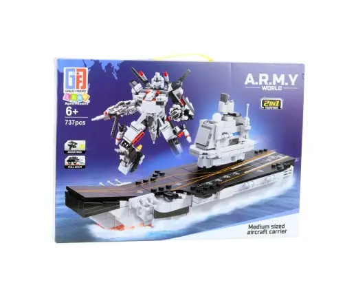 Construction Bricks Ship Aircraft Carrier Robot 2in1 737 pcs. Construction Bricks Ship Aircraft Carrier Robot 2in1 737 pcs.