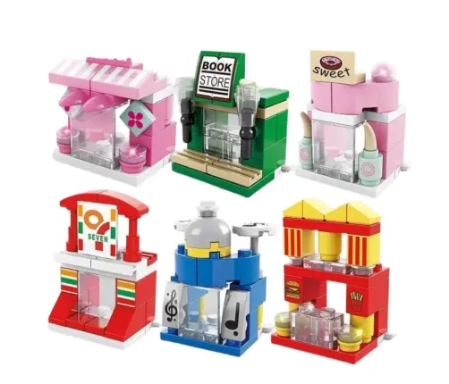 Mini Street Construction Blocks 6in1 Town Shops Buildings 137 pcs.
