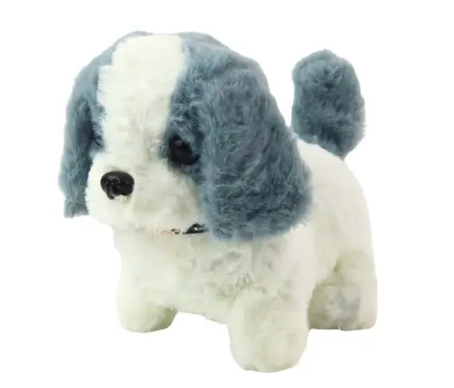 Interactive Plush Dog Walking and Barking Carrier Accessories Gray and White