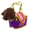 Poodle Dog in Velcro Bag, Cuddly Toy, Dark Brown