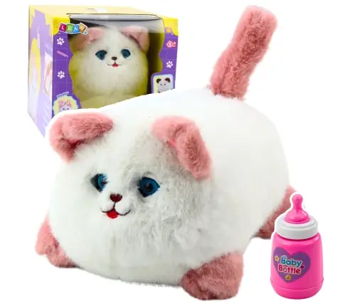 Plush Interactive Kitty Meows Winks Repeats Bottle White