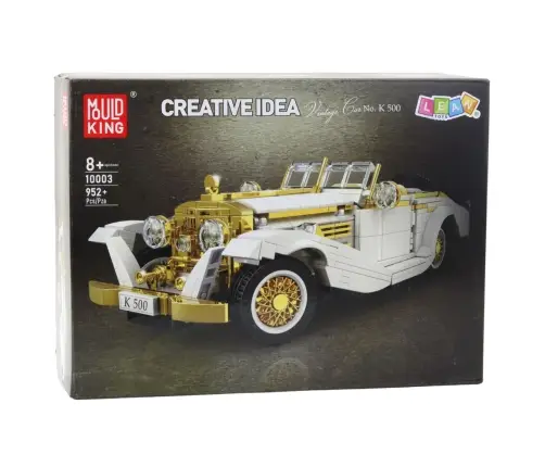 Construction Bricks Vintage Classic Car K500 White and Gold 952 pcs.