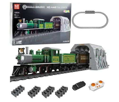 Construction Blocks Remote Controlled Steam Train RC Green 1212 pcs.