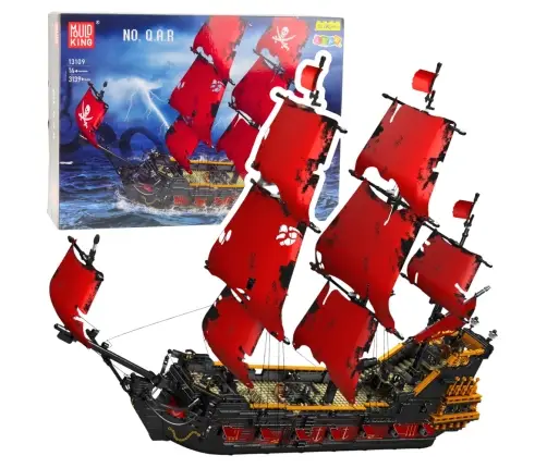 Construction Bricks Pirate Ship Red Sails 3139 pcs.