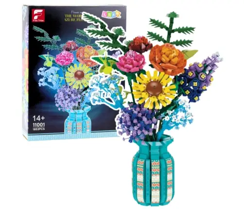 Construction Blocks Bouquet of Flowers in a Vase Colorful 1853 pcs.