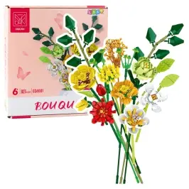 Construction Blocks Decorative Bouquet of Colorful Flowers 827 pcs.