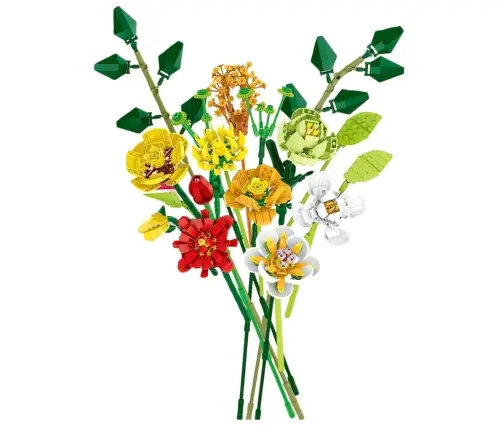 Construction Blocks Decorative Bouquet of Colorful Flowers 827 pcs.