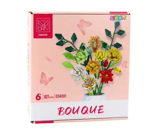 Construction Blocks Decorative Bouquet of Colorful Flowers 827 pcs.