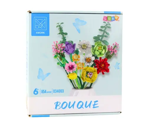 Construction Blocks Decorative Bouquet of Colorful Flowers 854 pcs.