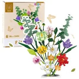 Construction Blocks Decorative Bouquet of Colorful Flowers 836 pcs.