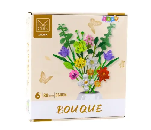 Construction Blocks Decorative Bouquet of Colorful Flowers 836 pcs.