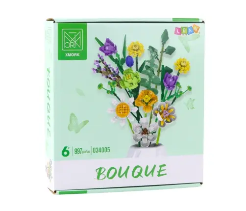 Construction Blocks Decorative Bouquet of Colorful Flowers 997 pcs.
