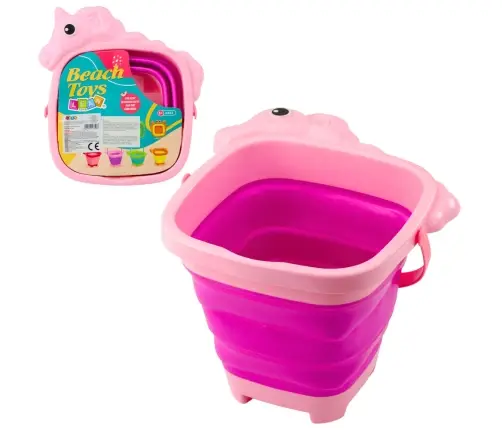 Collapsible Silicone Beach Bucket Unicorn Pink