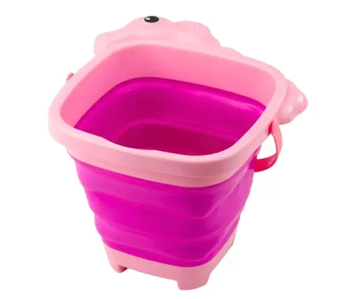 Collapsible Silicone Beach Bucket Unicorn Pink