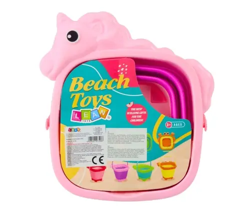Collapsible Silicone Beach Bucket Unicorn Pink