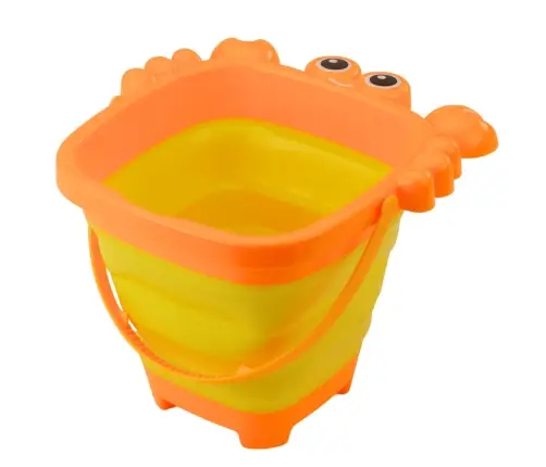 Collapsible Silicone Beach Crab Bucket Orange Collapsible Silicone Beach Crab Bucket Orange