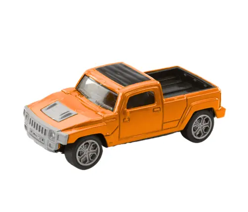 Set of Metal Car with Camper Trailer Orange