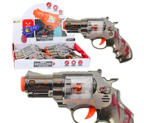 Toy Gun Revolver Magazine With Balls Lights Sounds