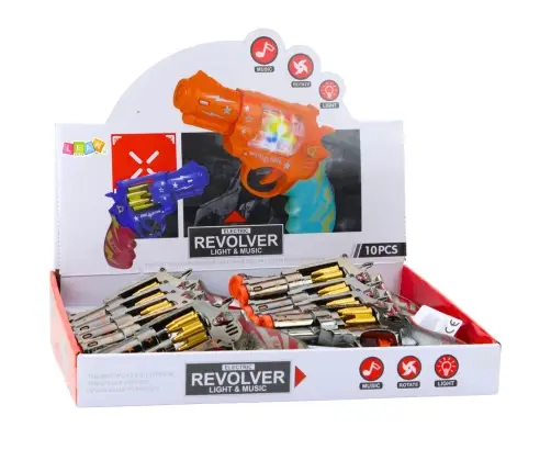 Toy Gun Revolver Rotary Magazine Lights Sounds