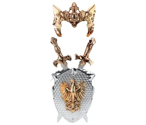 Knight Set Shield Two Swords Mask Silver Gold Eagle