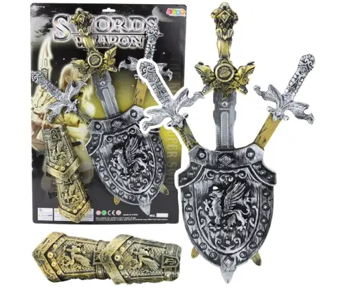 Knight Set 3 Swords Shield Protectors Realistic Decorations Knight Set 3 Swords Shield Protectors Realistic Decorations