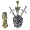 Knight Set 3 Swords Shield Protectors Realistic Decorations Knight Set 3 Swords Shield Protectors Realistic Decorations