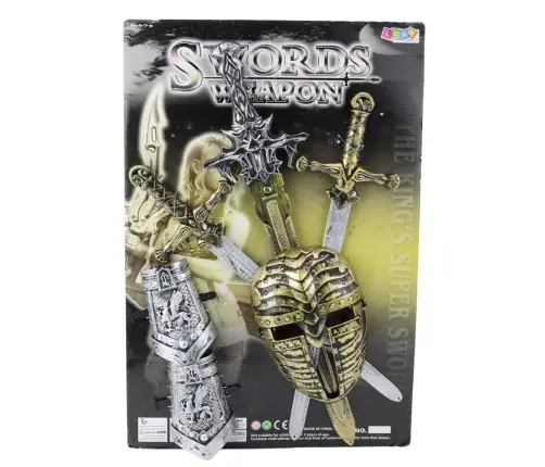 Knight Set 3 Swords Mask Protectors Realistic Decorations Knight Set 3 Swords Mask Protectors Realistic Decorations