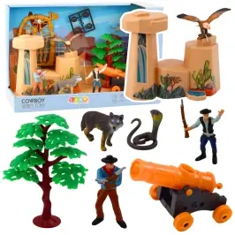 Cowboy Set Figures Wild West Cowboy Boat Cannon