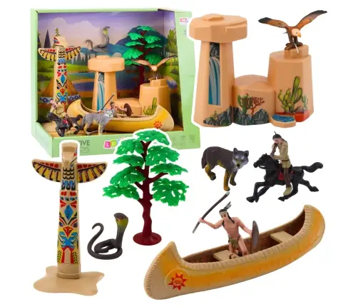 Set of Indian Figures Village Indians Kayak Totem