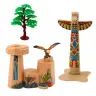 Set of Indian Figures Village Indians Kayak Totem