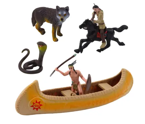 Set of Indian Figures Village Indians Kayak Totem