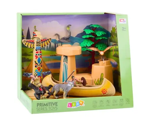 Set of Indian Figures Village Indians Kayak Totem