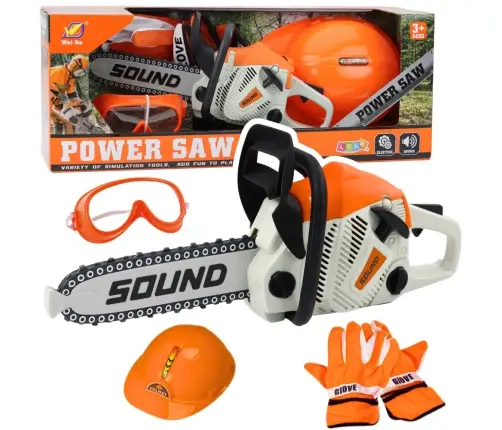 Chainsaw Helmet Glasses Gloves Sounds Set