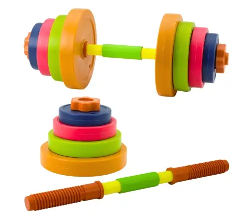 Children's Barbell, Non-slip Foam, 8 Plates, Plastic, Colorful