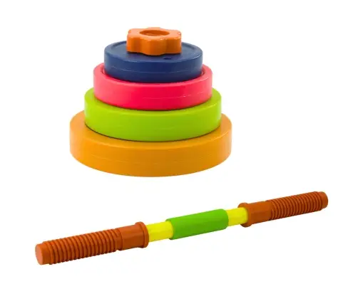 Children's Barbell, Non-slip Foam, 8 Plates, Plastic, Colorful