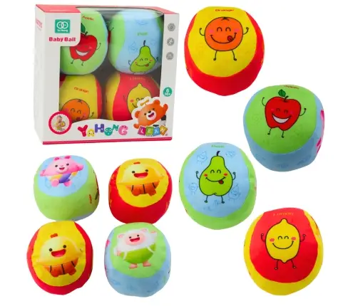 Set of Soft Balls for Toddlers Colorful Fruits 4pcs