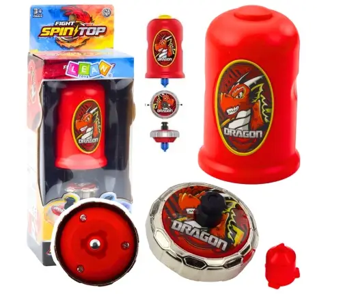 Flying Disc Dragon Spinning Top Launcher Set Red
