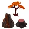 Set of Realistic Dinosaurs Volcano Tree Figurines 6pcs