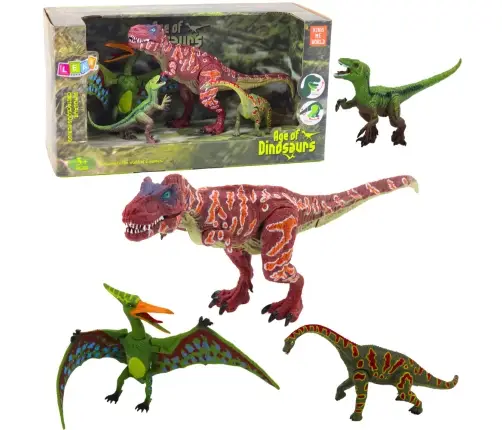 Set of Dinosaurs Figures Movable Legs Mouths 4pcs