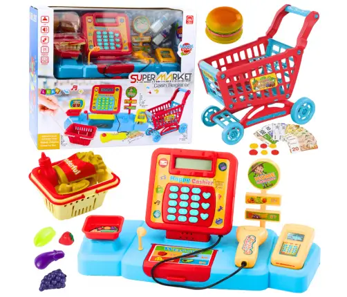 Shop Set Checkout Basket Food Products Lights Sounds Colorful