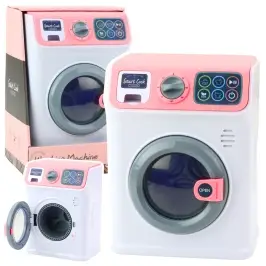 Children's Washing Machine Rotating Drum Lights Sounds White Pink
