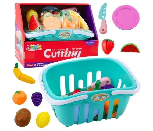 Set of Velcro Fruit Cutters Plates Knife Basket