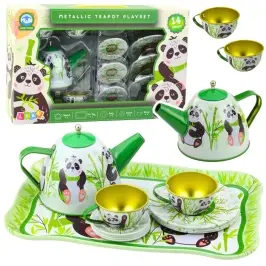 Tea Set Metal Jug Cup Plates Panda Green 14 pcs Tea Set Metal Jug Cup Plates Panda Green 14 pcs
